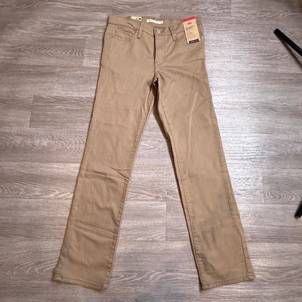 Levis 314 Shaping Straight Hypersoft Tan Khaki Jeans Womens 29x30 Mid Rise